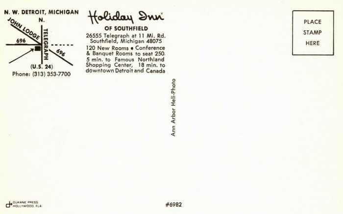 Holiday Inn - Southfield (Radisson Hotel Southfield-Detroit) - Old Postcard (newer photo)